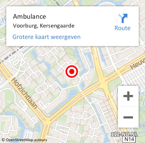 Locatie op kaart van de 112 melding: Ambulance Voorburg, Kersengaarde op 3 februari 2024 11:06
