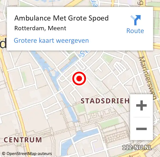 Locatie op kaart van de 112 melding: Ambulance Met Grote Spoed Naar Rotterdam, Meent op 3 februari 2024 11:46