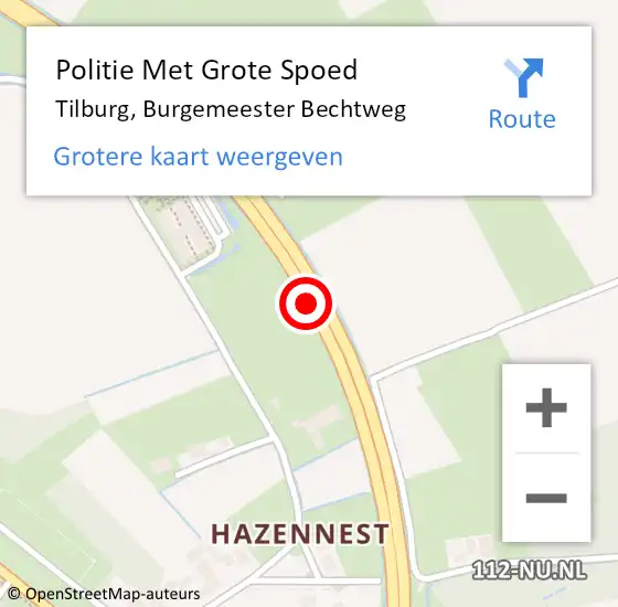 Locatie op kaart van de 112 melding: Politie Met Grote Spoed Naar Tilburg, Burgemeester Bechtweg op 3 februari 2024 11:58