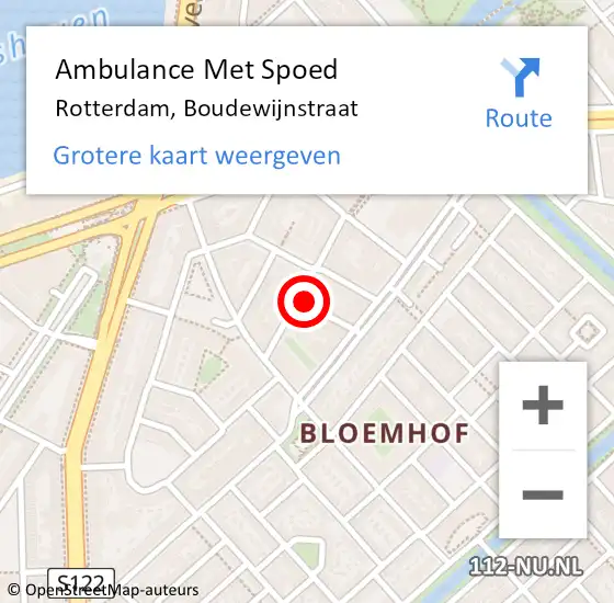 Locatie op kaart van de 112 melding: Ambulance Met Spoed Naar Rotterdam, Boudewijnstraat op 3 februari 2024 12:01