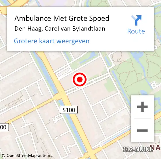Locatie op kaart van de 112 melding: Ambulance Met Grote Spoed Naar Den Haag, Carel van Bylandtlaan op 3 februari 2024 12:03