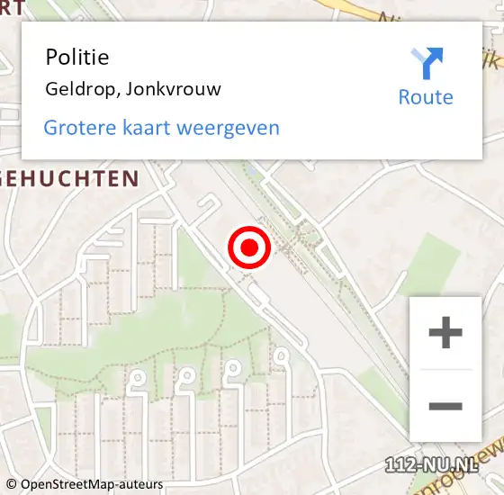 Locatie op kaart van de 112 melding: Politie Geldrop, Jonkvrouw op 3 februari 2024 12:07