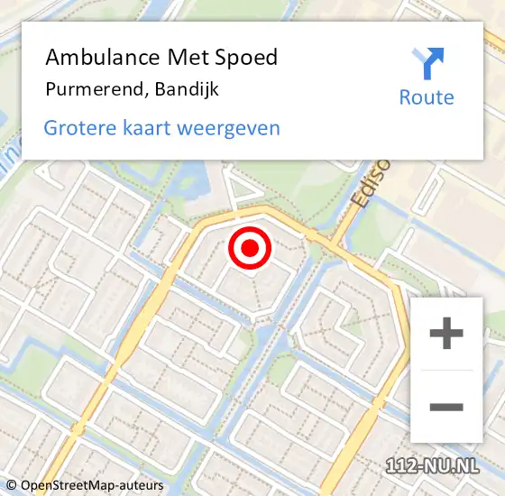 Locatie op kaart van de 112 melding: Ambulance Met Spoed Naar Purmerend, Bandijk op 3 februari 2024 12:15