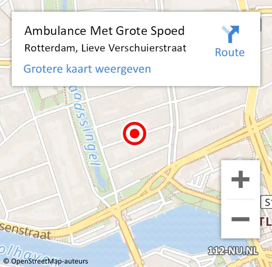 Locatie op kaart van de 112 melding: Ambulance Met Grote Spoed Naar Rotterdam, Lieve Verschuierstraat op 3 februari 2024 12:16