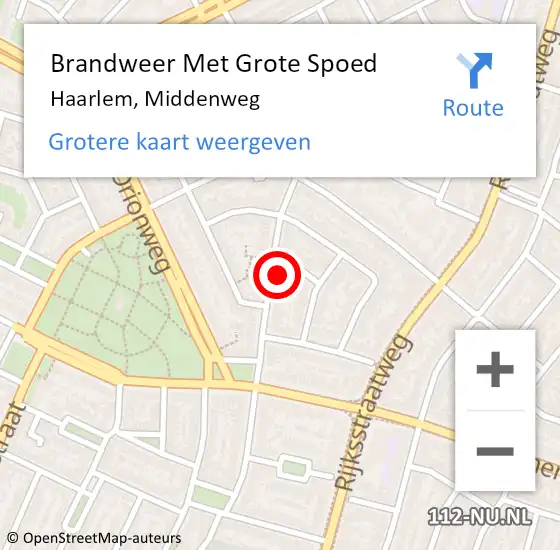 Locatie op kaart van de 112 melding: Brandweer Met Grote Spoed Naar Haarlem, Middenweg op 3 februari 2024 12:27