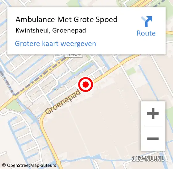 Locatie op kaart van de 112 melding: Ambulance Met Grote Spoed Naar Kwintsheul, Groenepad op 24 september 2014 14:30