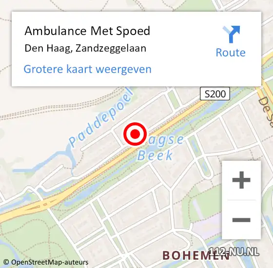 Locatie op kaart van de 112 melding: Ambulance Met Spoed Naar Den Haag, Zandzeggelaan op 3 februari 2024 12:36