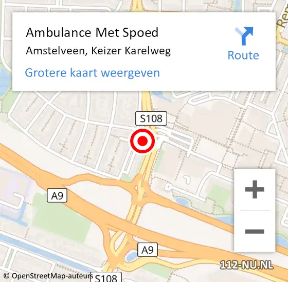 Locatie op kaart van de 112 melding: Ambulance Met Spoed Naar Amstelveen, Keizer Karelweg op 3 februari 2024 12:37