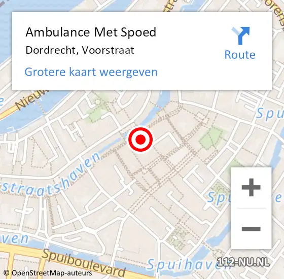 Locatie op kaart van de 112 melding: Ambulance Met Spoed Naar Dordrecht, Voorstraat op 3 februari 2024 12:39