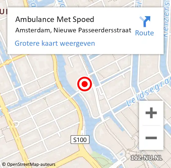 Locatie op kaart van de 112 melding: Ambulance Met Spoed Naar Amsterdam, Nieuwe Passeerdersstraat op 3 februari 2024 12:53