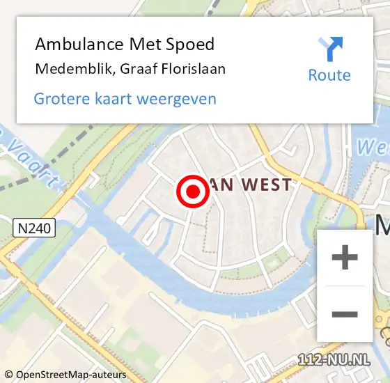 Locatie op kaart van de 112 melding: Ambulance Met Spoed Naar Medemblik, Graaf Florislaan op 3 februari 2024 13:16