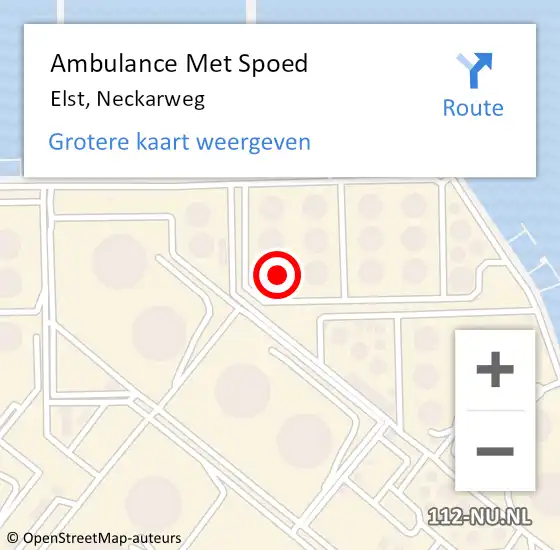 Locatie op kaart van de 112 melding: Ambulance Met Spoed Naar Elst, Neckarweg op 3 februari 2024 13:16