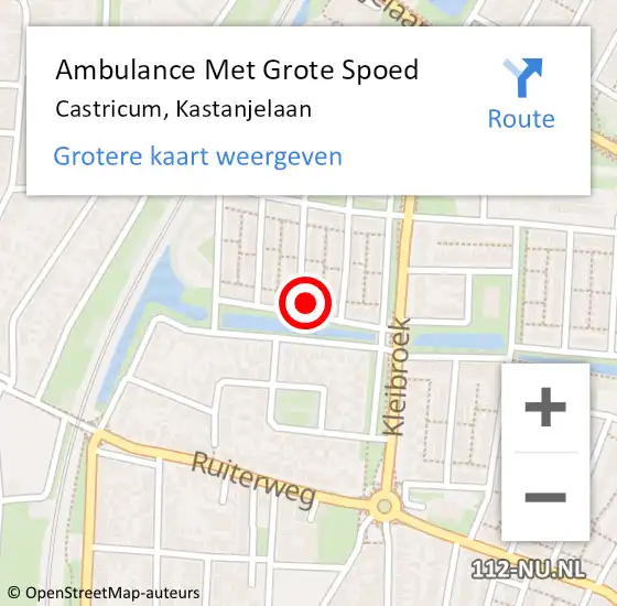 Locatie op kaart van de 112 melding: Ambulance Met Grote Spoed Naar Castricum, Kastanjelaan op 3 februari 2024 14:02