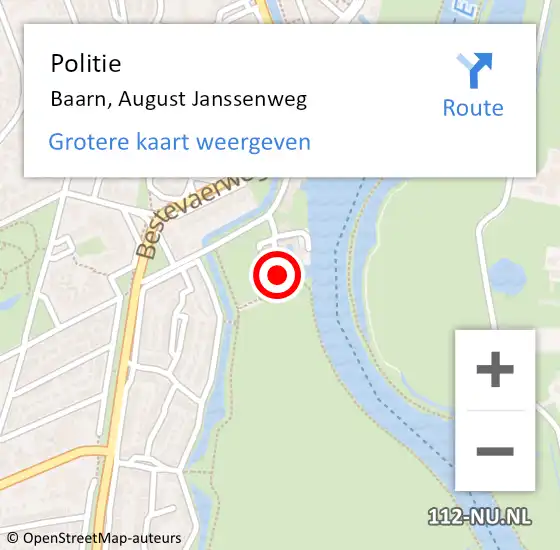 Locatie op kaart van de 112 melding: Politie Baarn, August Janssenweg op 3 februari 2024 14:17