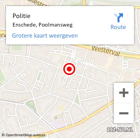 Locatie op kaart van de 112 melding: Politie Enschede, Poolmansweg op 3 februari 2024 14:21