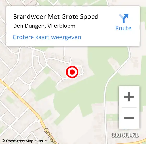 Locatie op kaart van de 112 melding: Brandweer Met Grote Spoed Naar Den Dungen, Vlierbloem op 3 februari 2024 14:25