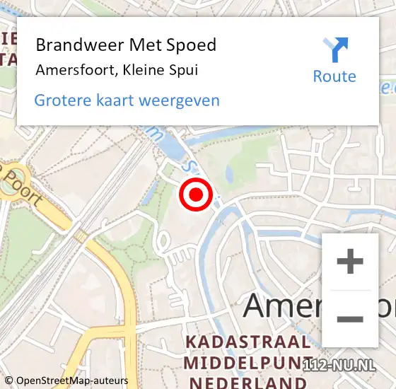 Locatie op kaart van de 112 melding: Brandweer Met Spoed Naar Amersfoort, Kleine Spui op 3 februari 2024 14:38