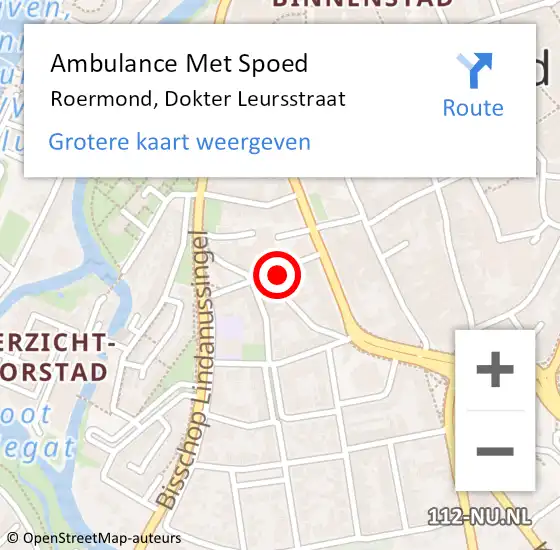 Locatie op kaart van de 112 melding: Ambulance Met Spoed Naar Roermond, Dokter Leursstraat op 3 februari 2024 14:54