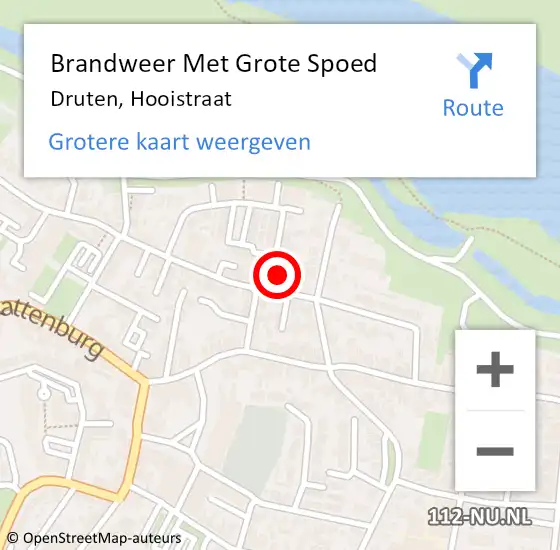 Locatie op kaart van de 112 melding: Brandweer Met Grote Spoed Naar Druten, Hooistraat op 3 februari 2024 15:00