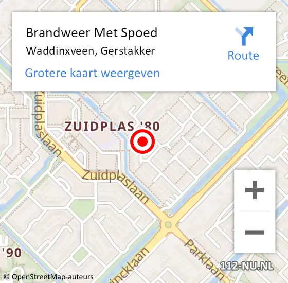 Locatie op kaart van de 112 melding: Brandweer Met Spoed Naar Waddinxveen, Gerstakker op 3 februari 2024 15:02