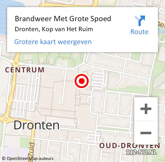 Locatie op kaart van de 112 melding: Brandweer Met Grote Spoed Naar Dronten, Kop van Het Ruim op 3 februari 2024 15:12