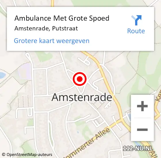 Locatie op kaart van de 112 melding: Ambulance Met Grote Spoed Naar Amstenrade, Putstraat op 24 september 2014 14:49