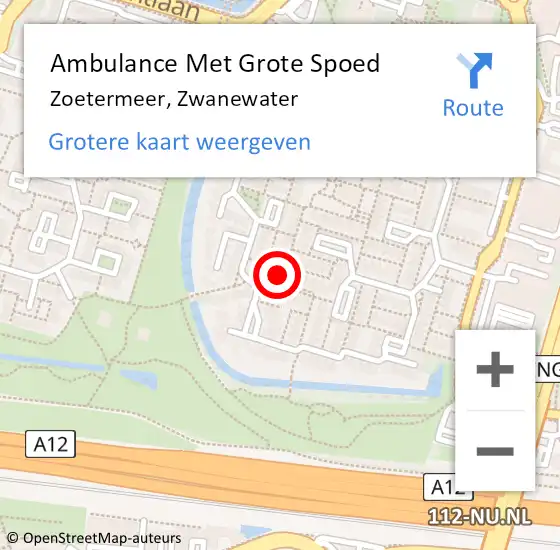 Locatie op kaart van de 112 melding: Ambulance Met Grote Spoed Naar Zoetermeer, Zwanewater op 3 februari 2024 15:50