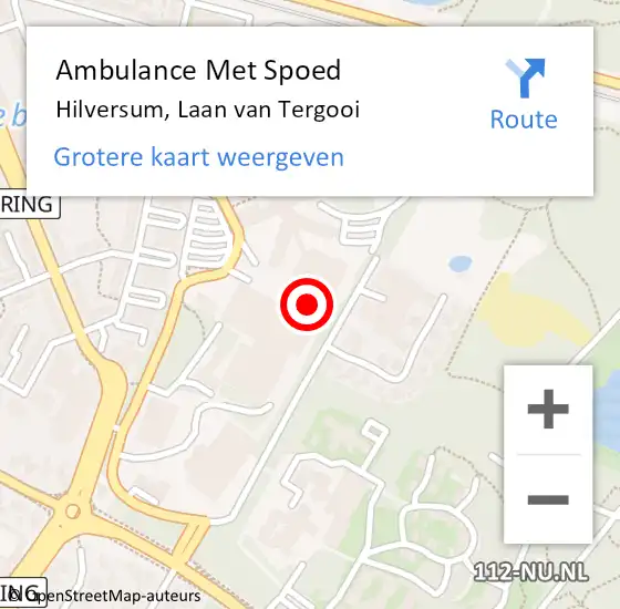 Locatie op kaart van de 112 melding: Ambulance Met Spoed Naar Hilversum, Laan van Tergooi op 3 februari 2024 15:53