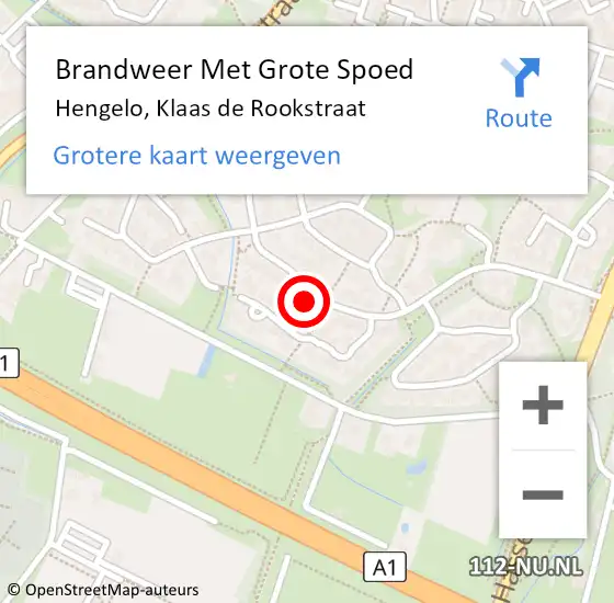 Locatie op kaart van de 112 melding: Brandweer Met Grote Spoed Naar Hengelo, Klaas de Rookstraat op 3 februari 2024 16:01