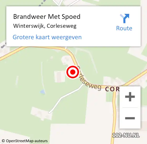 Locatie op kaart van de 112 melding: Brandweer Met Spoed Naar Winterswijk, Corleseweg op 3 februari 2024 16:02