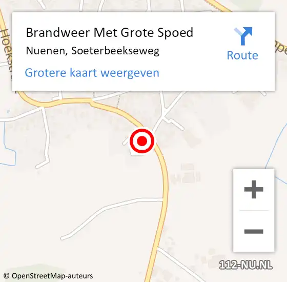 Locatie op kaart van de 112 melding: Brandweer Met Grote Spoed Naar Nuenen, Soeterbeekseweg op 3 februari 2024 16:09