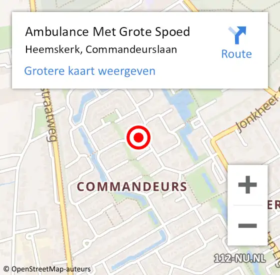 Locatie op kaart van de 112 melding: Ambulance Met Grote Spoed Naar Heemskerk, Commandeurslaan op 3 februari 2024 16:20