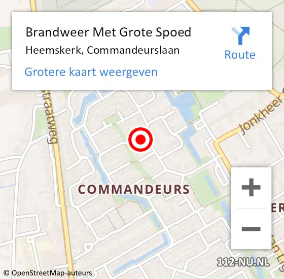 Locatie op kaart van de 112 melding: Brandweer Met Grote Spoed Naar Heemskerk, Commandeurslaan op 3 februari 2024 16:20