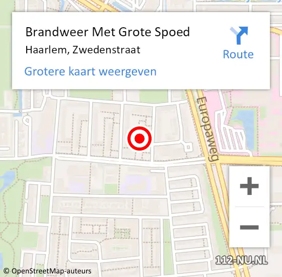 Locatie op kaart van de 112 melding: Brandweer Met Grote Spoed Naar Haarlem, Zwedenstraat op 3 februari 2024 16:37