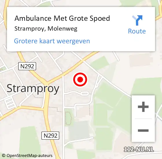 Locatie op kaart van de 112 melding: Ambulance Met Grote Spoed Naar Stramproy, Molenweg op 3 februari 2024 16:39