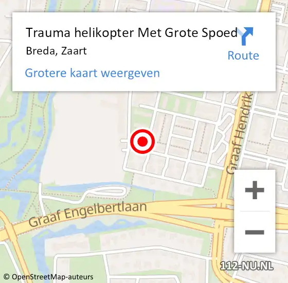 Locatie op kaart van de 112 melding: Trauma helikopter Met Grote Spoed Naar Breda, Zaart op 3 februari 2024 16:41