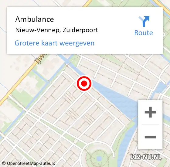 Locatie op kaart van de 112 melding: Ambulance Nieuw-Vennep, Zuiderpoort op 3 februari 2024 17:05