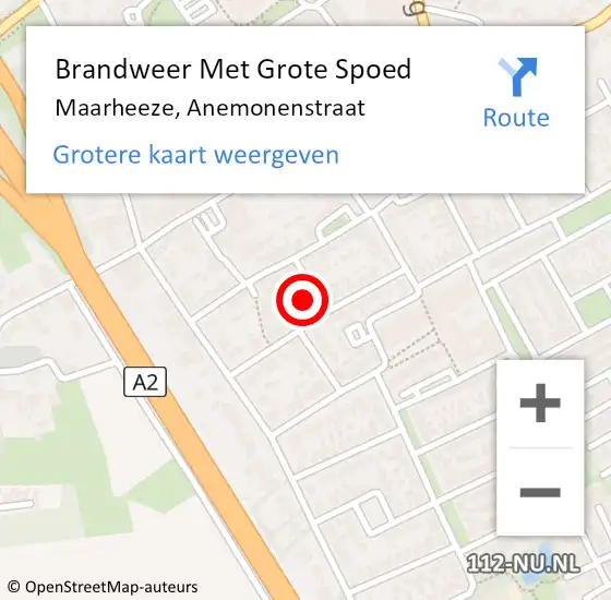 Locatie op kaart van de 112 melding: Brandweer Met Grote Spoed Naar Maarheeze, Anemonenstraat op 3 februari 2024 17:11