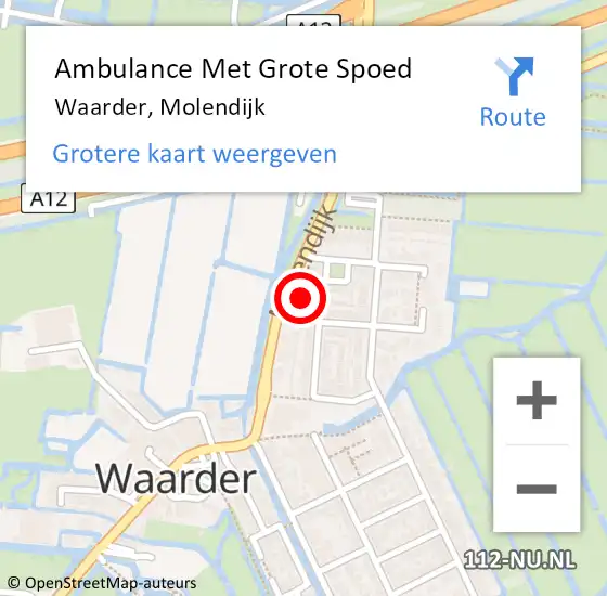 Locatie op kaart van de 112 melding: Ambulance Met Grote Spoed Naar Waarder, Molendijk op 3 februari 2024 17:42