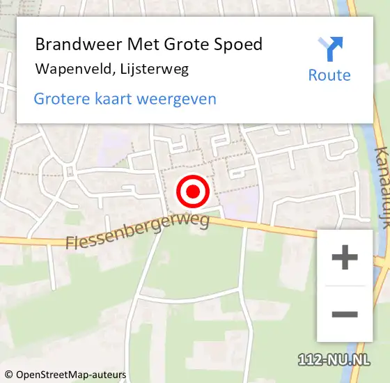 Locatie op kaart van de 112 melding: Brandweer Met Grote Spoed Naar Wapenveld, Lijsterweg op 3 februari 2024 17:45