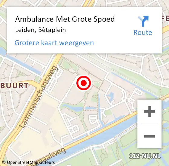 Locatie op kaart van de 112 melding: Ambulance Met Grote Spoed Naar Leiden, Bètaplein op 3 februari 2024 18:00