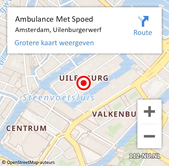 Locatie op kaart van de 112 melding: Ambulance Met Spoed Naar Amsterdam, Uilenburgerwerf op 3 februari 2024 18:00