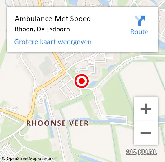 Locatie op kaart van de 112 melding: Ambulance Met Spoed Naar Rhoon, De Esdoorn op 3 februari 2024 18:13