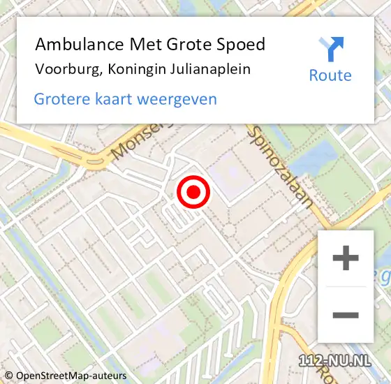 Locatie op kaart van de 112 melding: Ambulance Met Grote Spoed Naar Voorburg, Koningin Julianaplein op 3 februari 2024 18:13