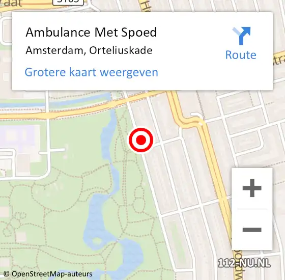 Locatie op kaart van de 112 melding: Ambulance Met Spoed Naar Amsterdam, Orteliuskade op 3 februari 2024 18:19