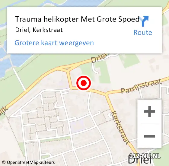 Locatie op kaart van de 112 melding: Trauma helikopter Met Grote Spoed Naar Driel, Kerkstraat op 3 februari 2024 18:23