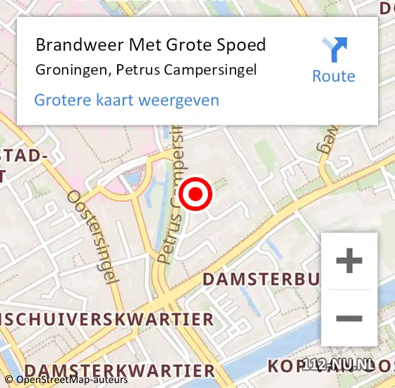 Locatie op kaart van de 112 melding: Brandweer Met Grote Spoed Naar Groningen, Petrus Campersingel op 3 februari 2024 18:31