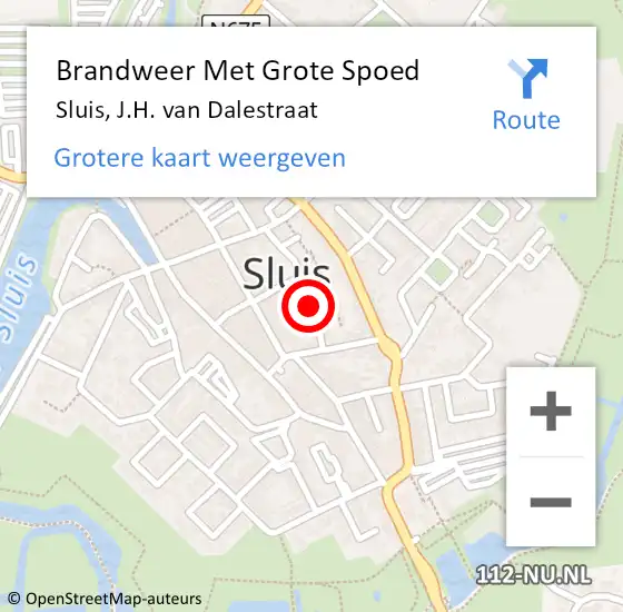 Locatie op kaart van de 112 melding: Brandweer Met Grote Spoed Naar Sluis, J.H. van Dalestraat op 3 februari 2024 18:39