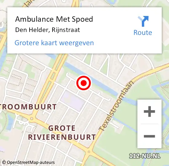 Locatie op kaart van de 112 melding: Ambulance Met Spoed Naar Den Helder, Rijnstraat op 3 februari 2024 18:45