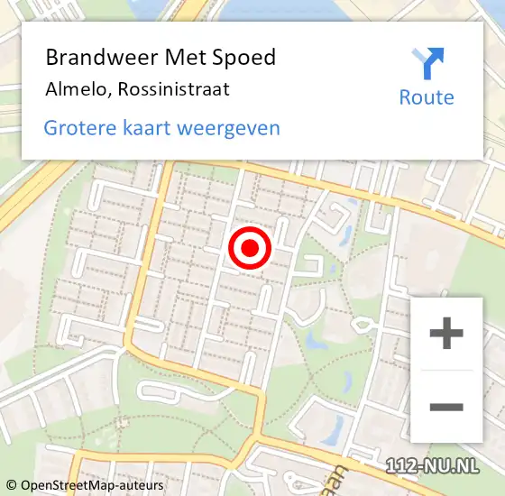 Locatie op kaart van de 112 melding: Brandweer Met Spoed Naar Almelo, Rossinistraat op 3 februari 2024 19:06